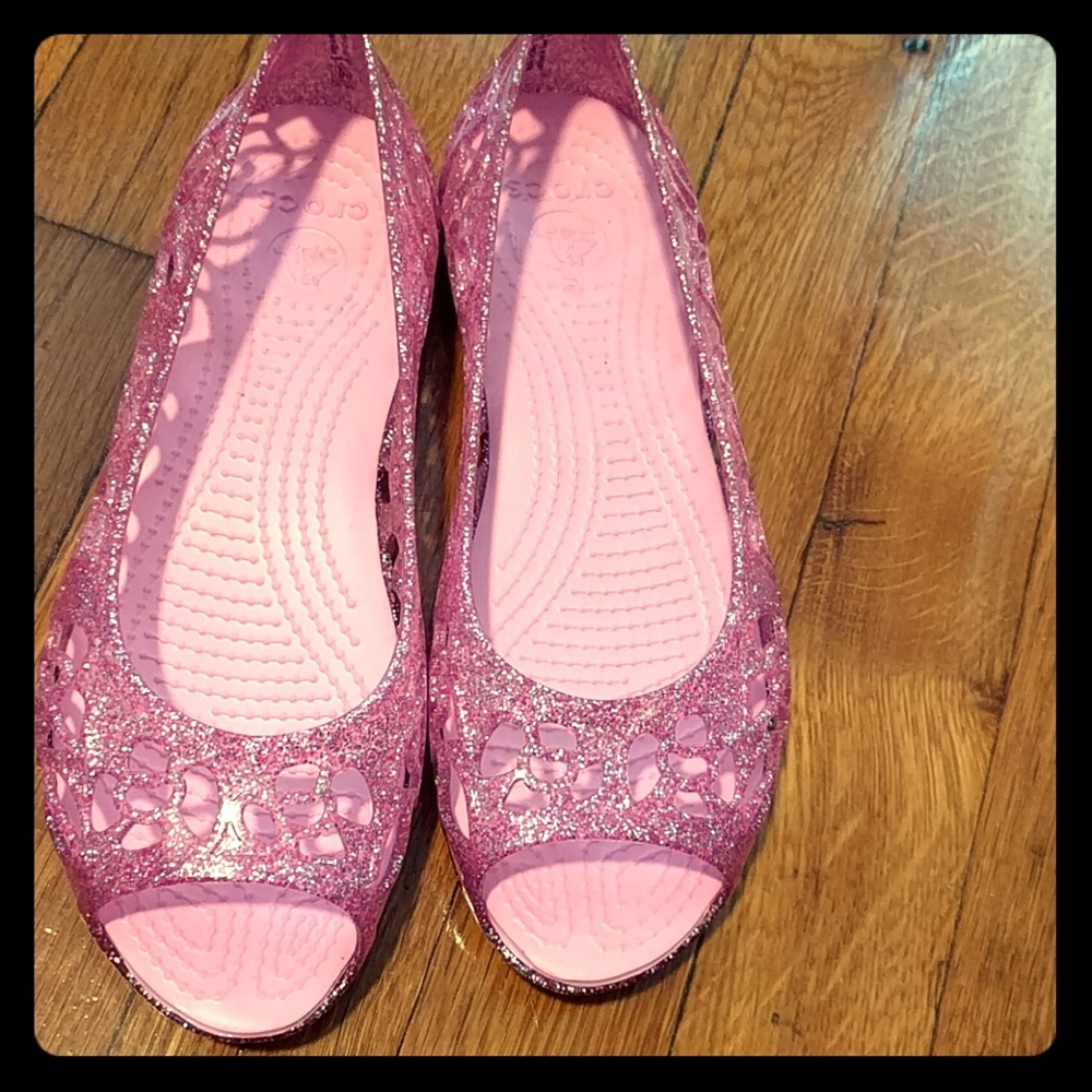 Pink glitter jellies from Crocs